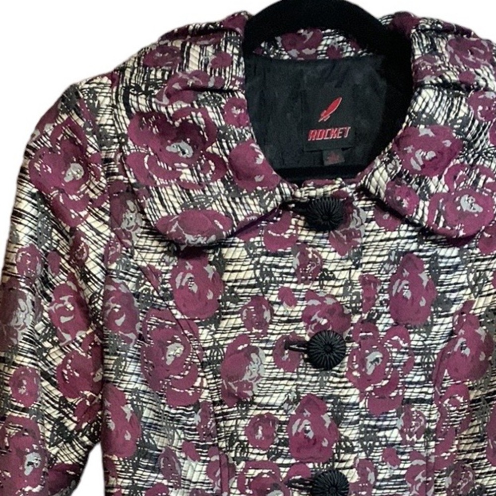 SALE!! Rare Brocade burgundy and silver flower jacket.  7